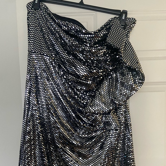 NWT Eloquii silver and black party strapless dress - Picture 4 of 4